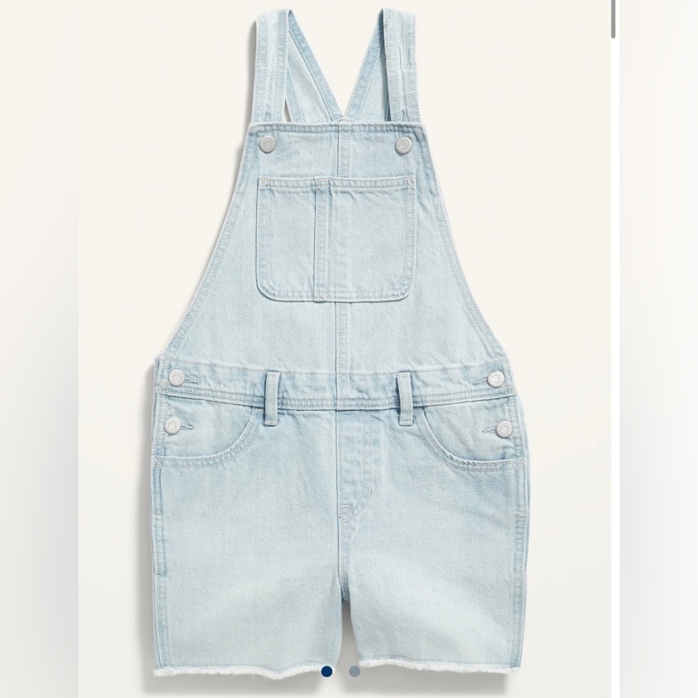 Old Navy Light-Wash Frayed-Hem Jean Overalls